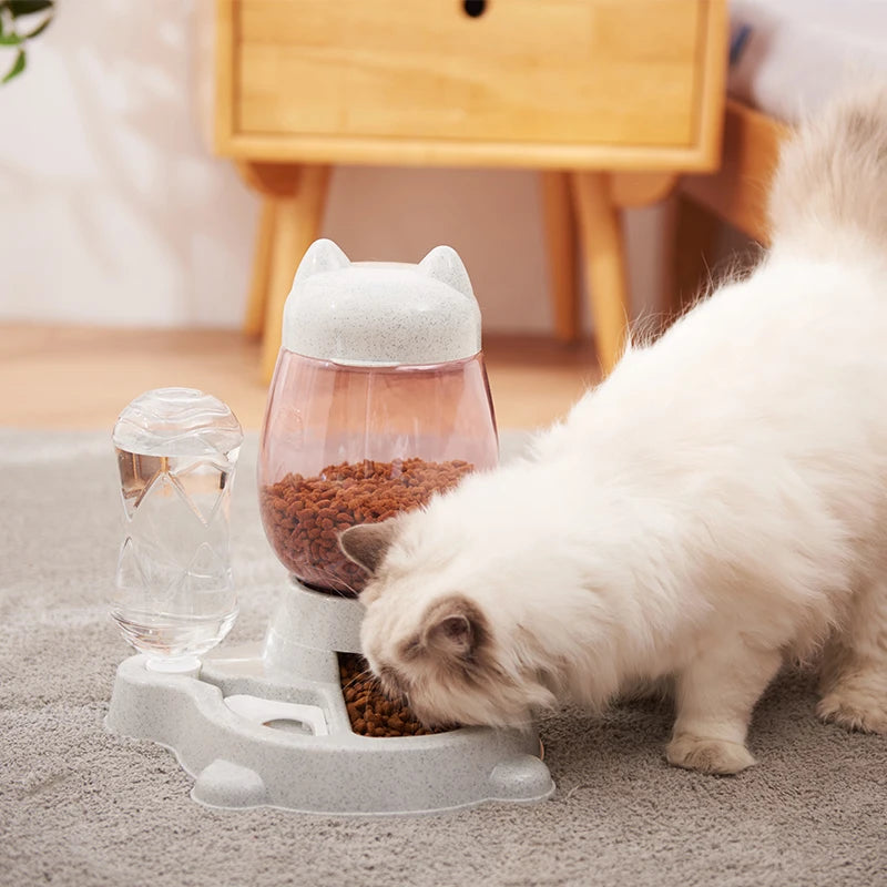 2.2L Pet Dog Cat Automatic Feeder Bowl for Dogs Drinking Water 528Ml Bottle Kitten Bowls Slow Food Feeding Container Supplies