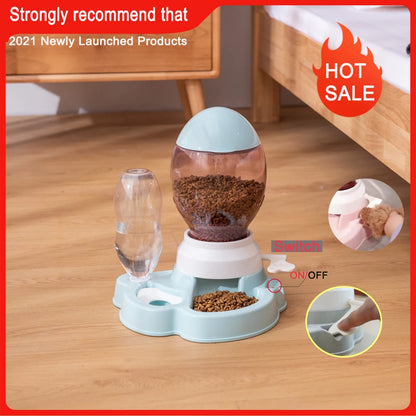 2.2L Pet Dog Cat Automatic Feeder Bowl for Dogs Drinking Water 528Ml Bottle Kitten Bowls Slow Food Feeding Container Supplies