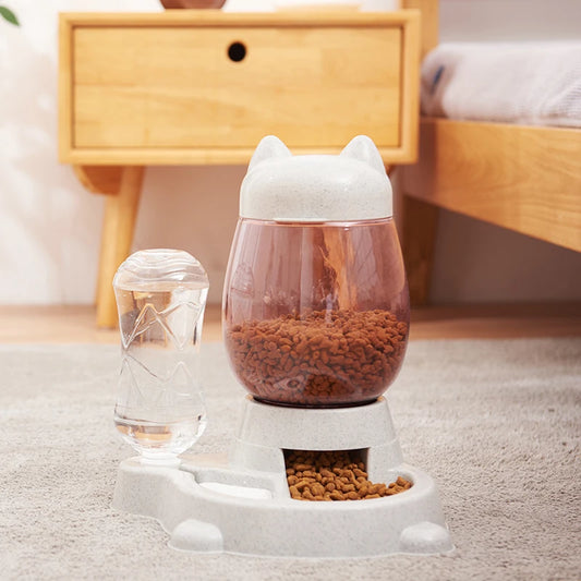 2.2L Pet Dog Cat Automatic Feeder Bowl for Dogs Drinking Water 528Ml Bottle Kitten Bowls Slow Food Feeding Container Supplies