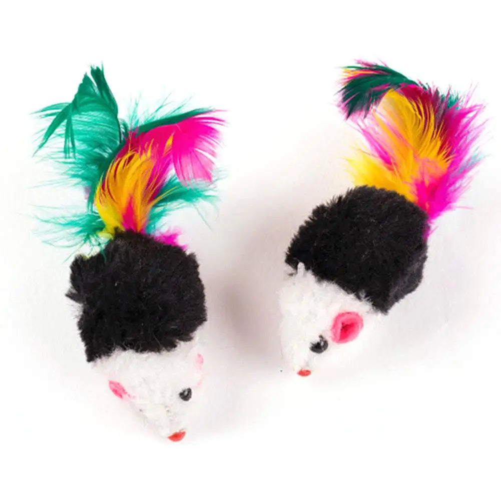 1/10 Pcs Cat Toys False Mouse Pet Cat Toys Mini Funny Playing Toys for Cats with Colorful Feather Plush Mini Mouse Toys