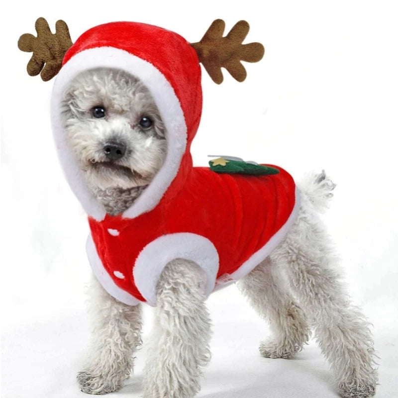 Dog Clothes Pet Dog Christmas Jacket Winter Warm Thick Cute Cartoon Small Dog Cloth Costume Dress Apparel Puppy Kitten Costume