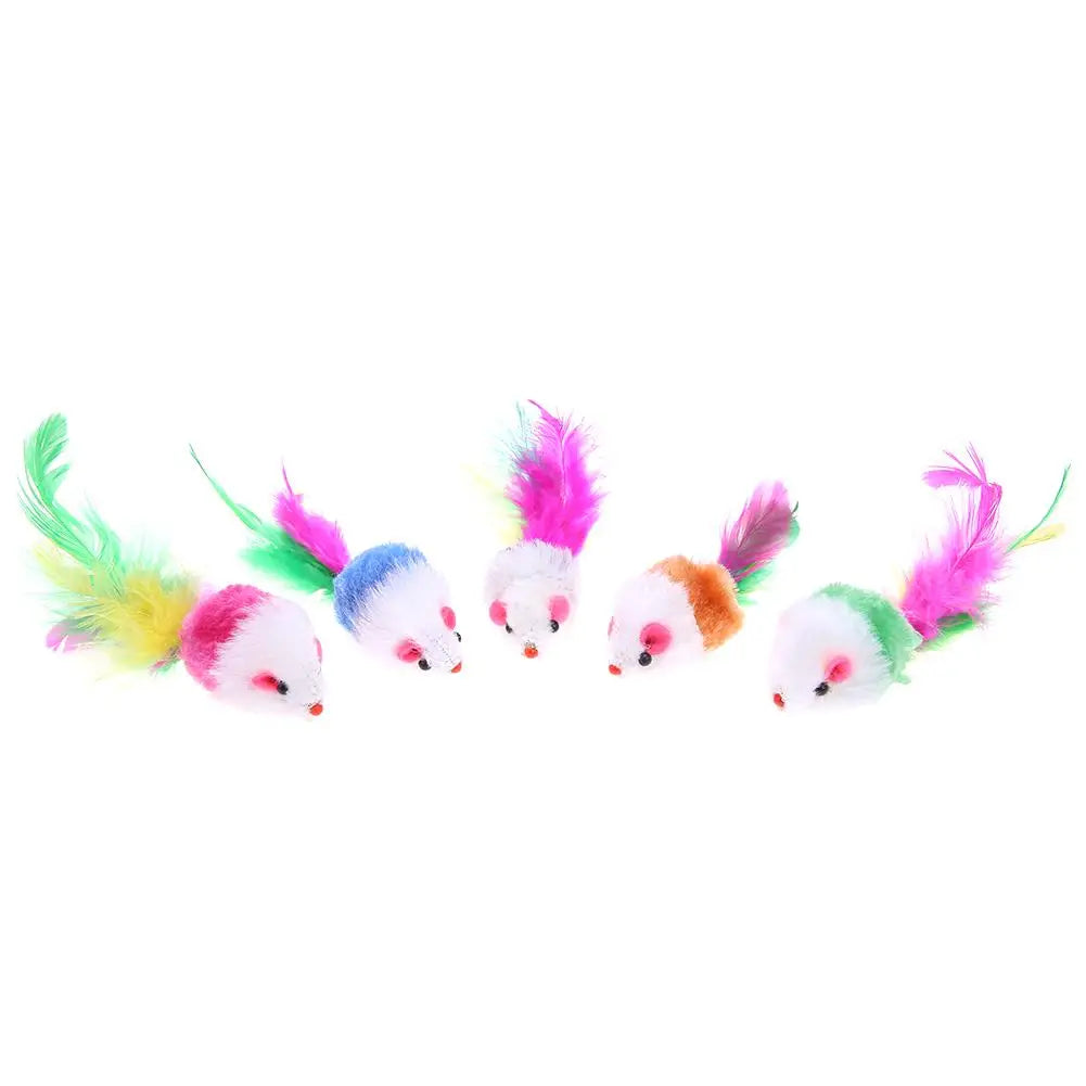 1/10 Pcs Cat Toys False Mouse Pet Cat Toys Mini Funny Playing Toys for Cats with Colorful Feather Plush Mini Mouse Toys