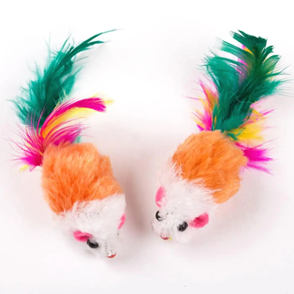 1/10 Pcs Cat Toys False Mouse Pet Cat Toys Mini Funny Playing Toys for Cats with Colorful Feather Plush Mini Mouse Toys