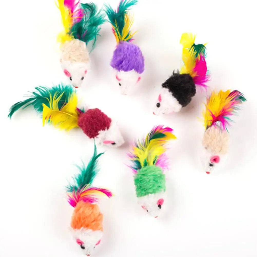 1/10 Pcs Cat Toys False Mouse Pet Cat Toys Mini Funny Playing Toys for Cats with Colorful Feather Plush Mini Mouse Toys