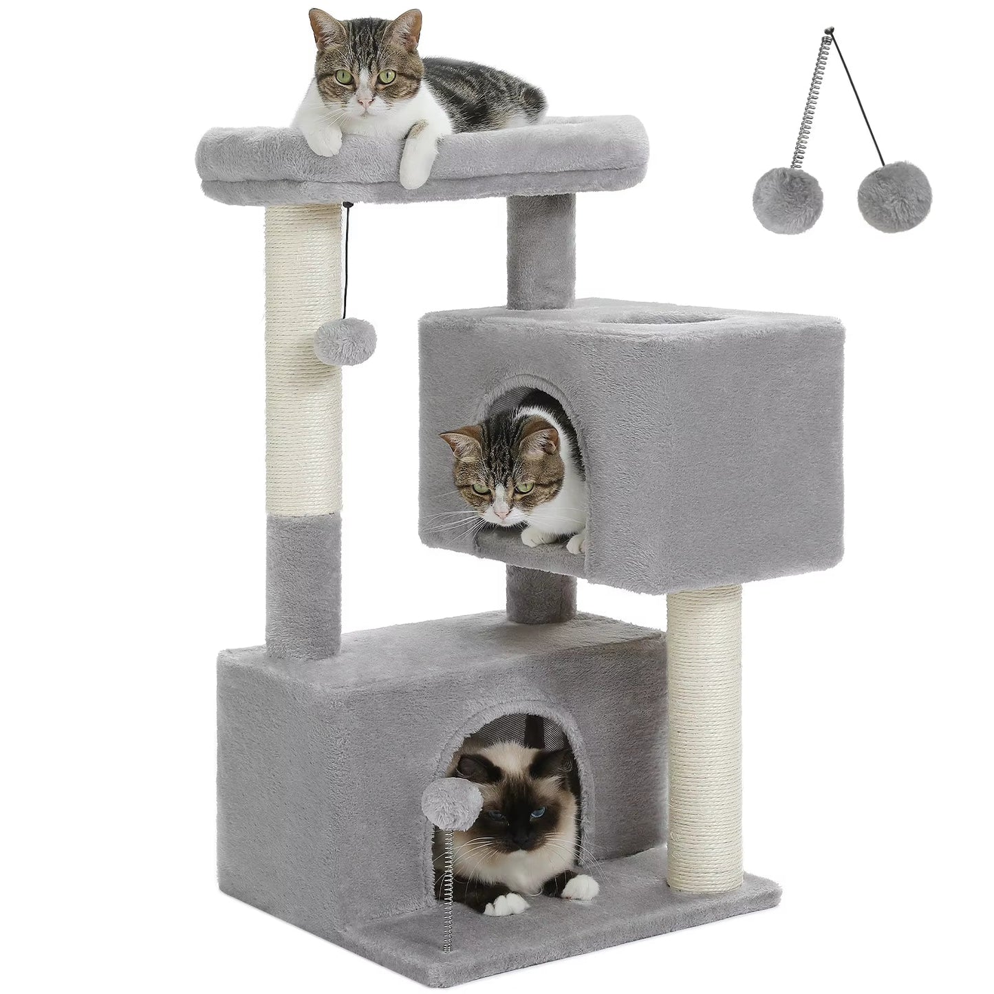 Cat Tree for Large Cats Cat Tower for Indoor Cats up to 10Kg with 2 Large Condos Cat Scratching Posts and Large Cat Perch